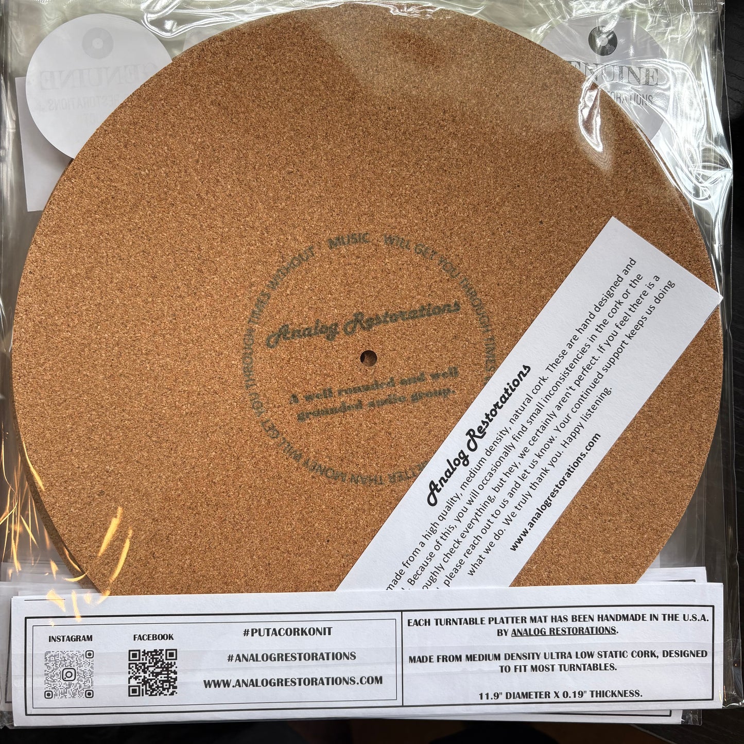 Underdog Records Logo Cork Turntable Platter Mat
