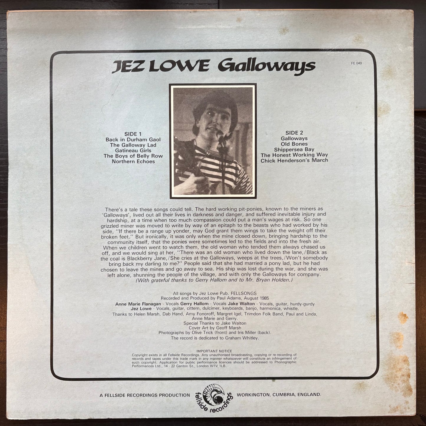 Jez Lowe, "Galloways" [VG Used]