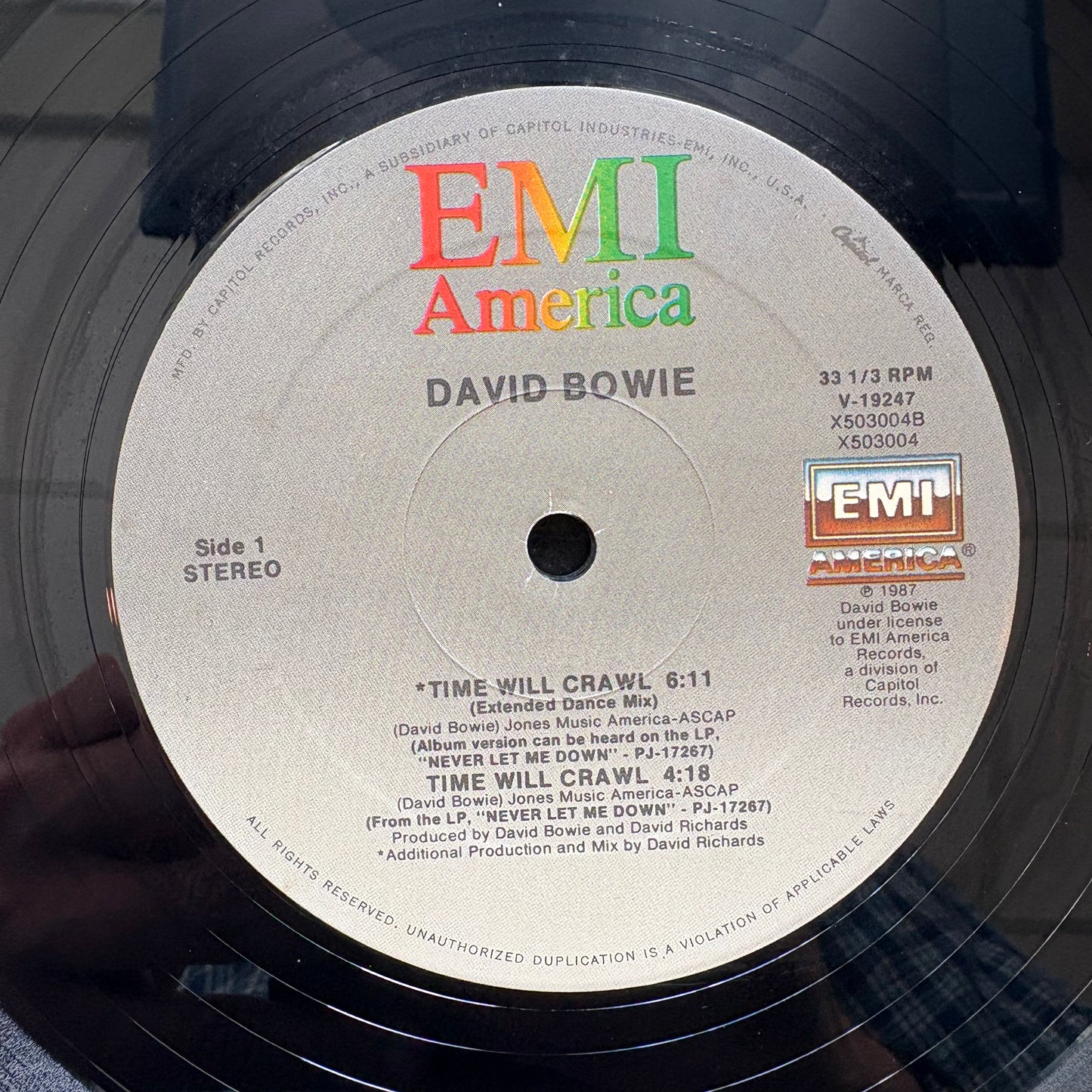 David Bowie, "Time Will Crawl (Extended Dance Mix)" (12") [VG+ Used]