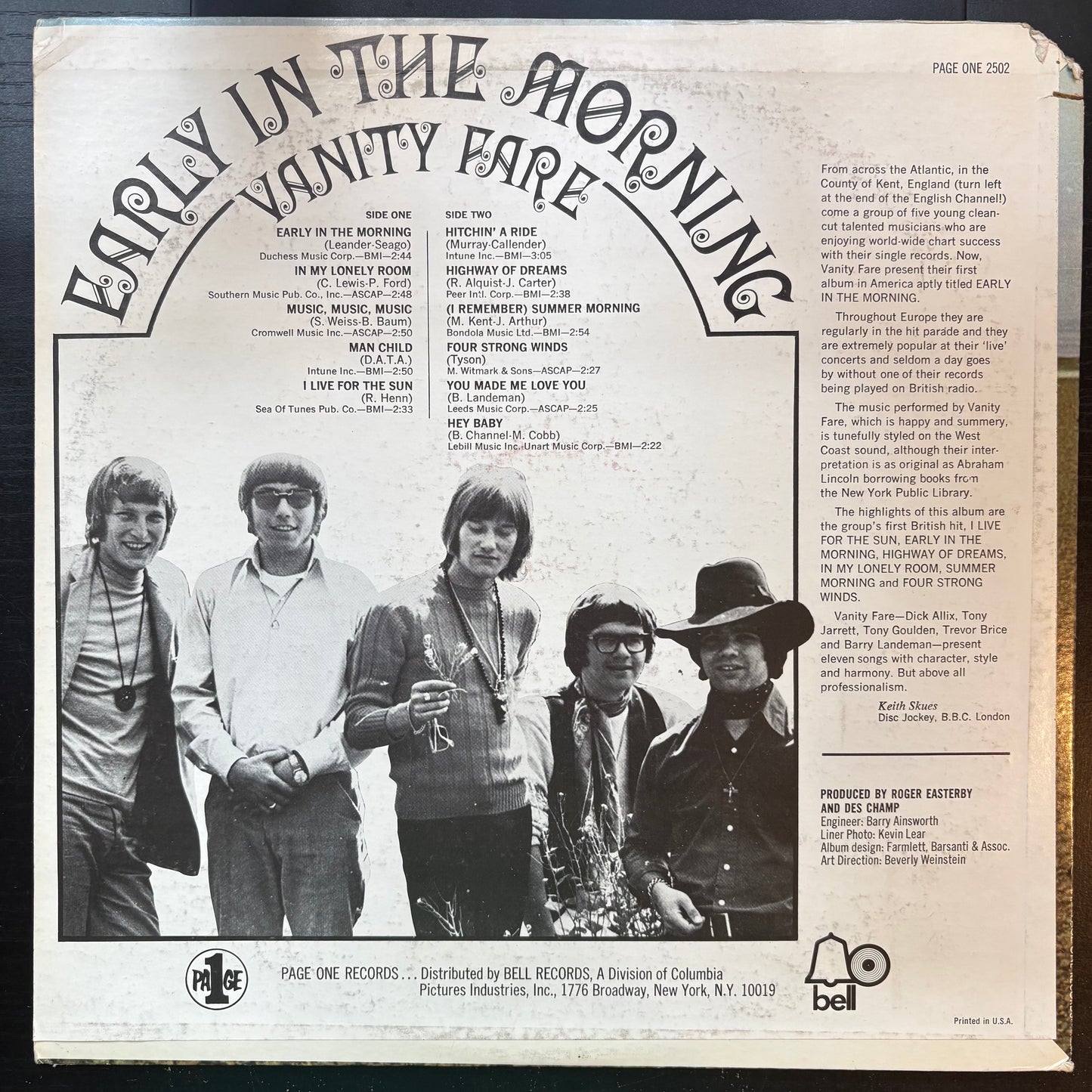 Vanity Fare, "Early in the Morning" (LP) [VG Used]