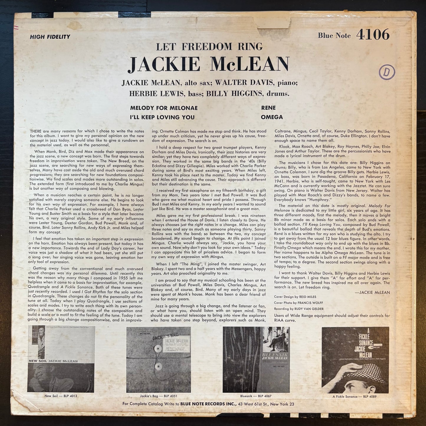 Jackie McLean, "Let Freedom Ring" (Mono) [VG Used]