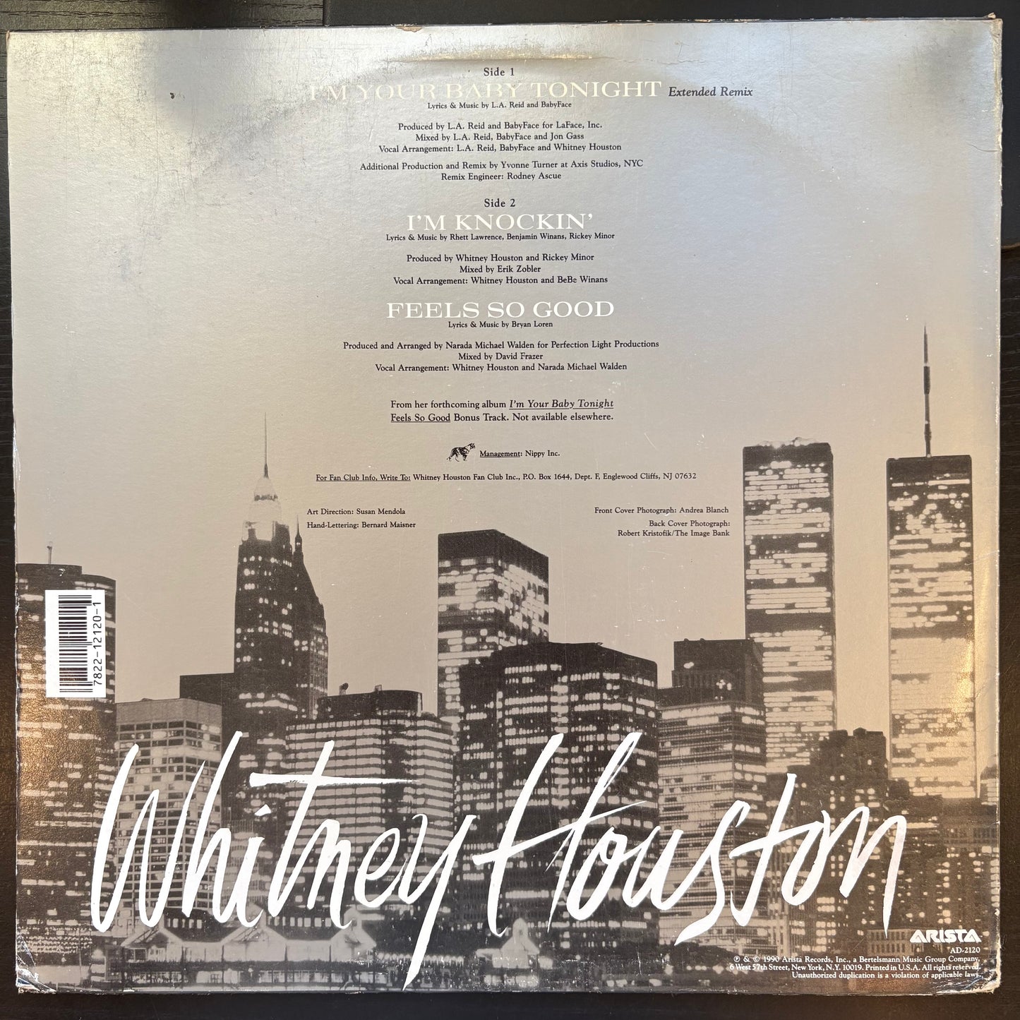 Whitney Houston, "I'm Your Baby Tonight" (12") [VG Used]