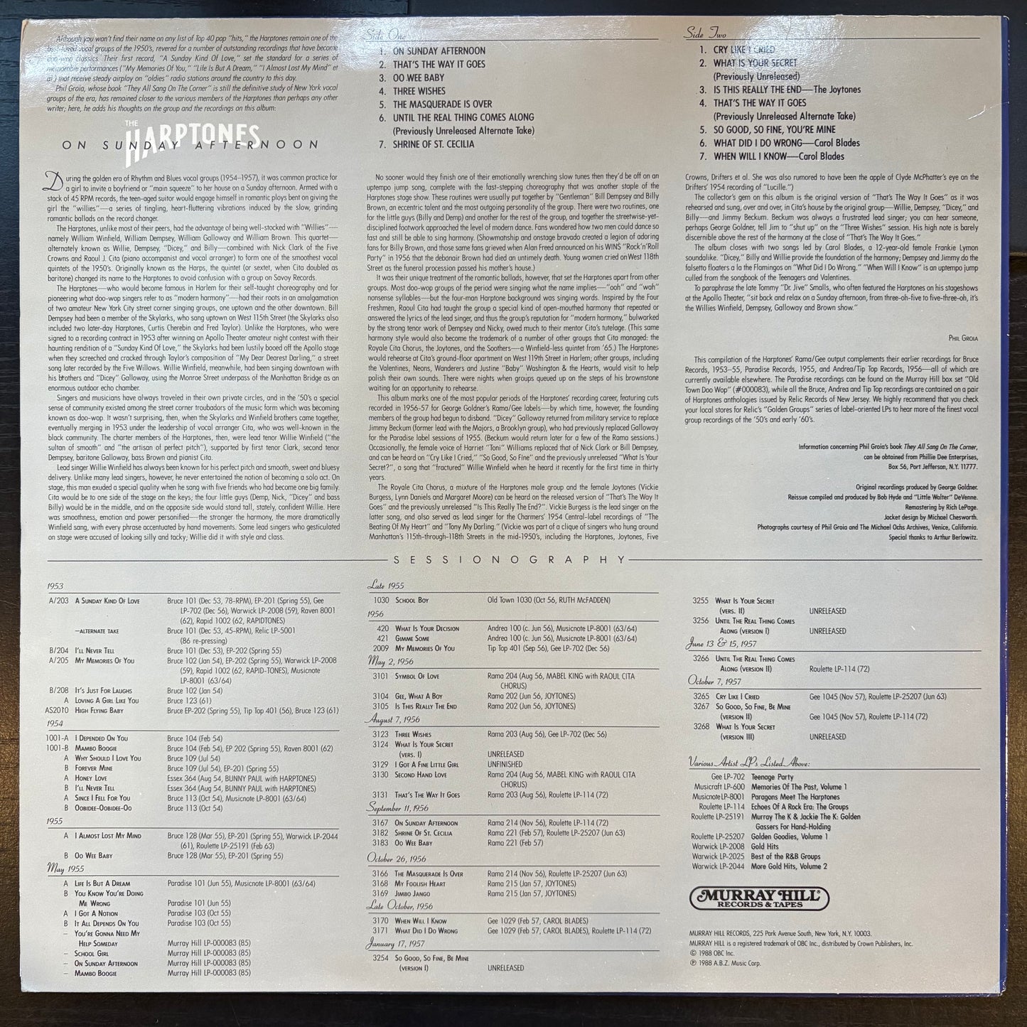 Harptones, "On Sunday Afternoon: The Goldner Recordings 1956-57" [VG+ Used]