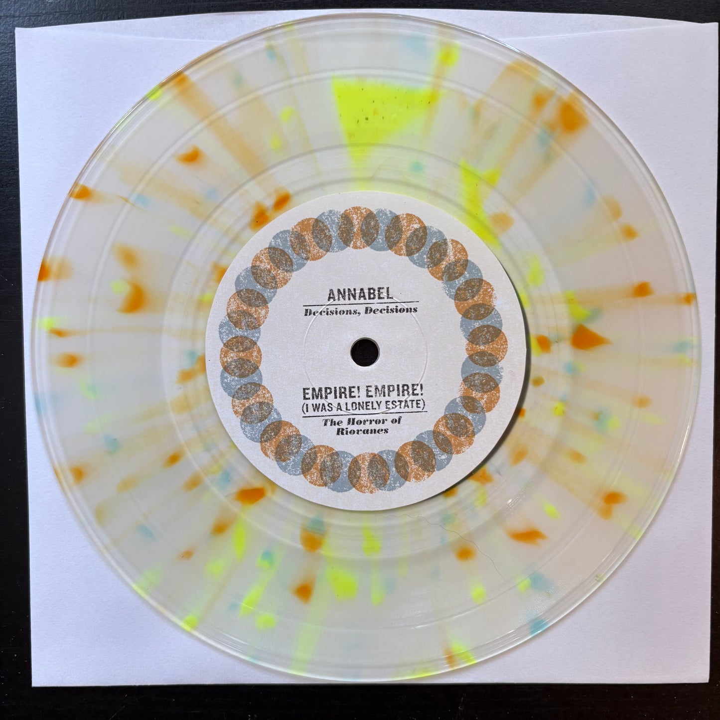 Annabel / Empire! Empire! (I Was a Lonely Estate) / Joie De Vivre / The Reptilian, "Four Way Split" (7" EP) (Clear with Blue, Purple & Yellow) [VG Used]
