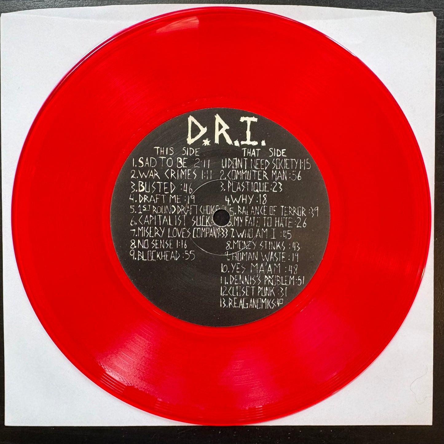 Dirty Rotten Imbeciles, "Dirty Rotten EP" (7") (Red Vinyl) [VG Used]
