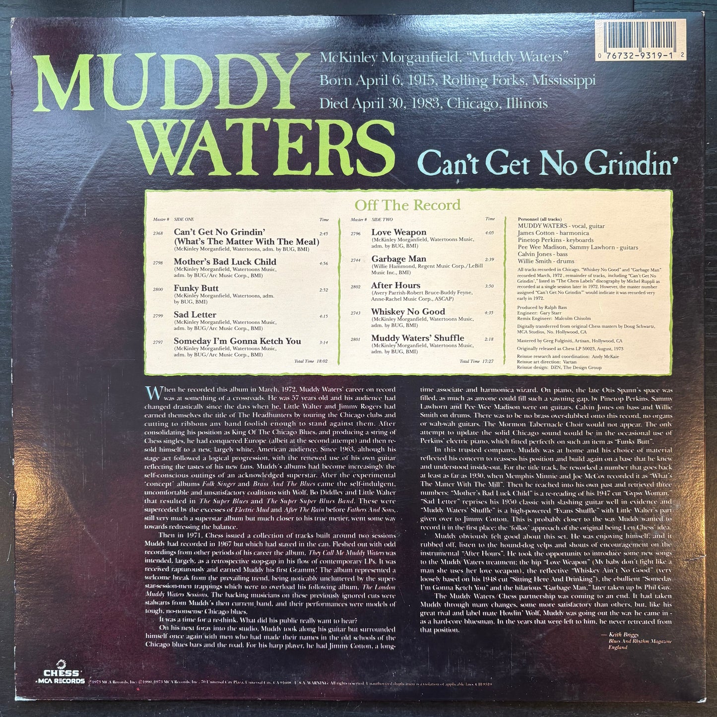 Muddy Waters, "Can't Get No Grindin'" [VG Used]