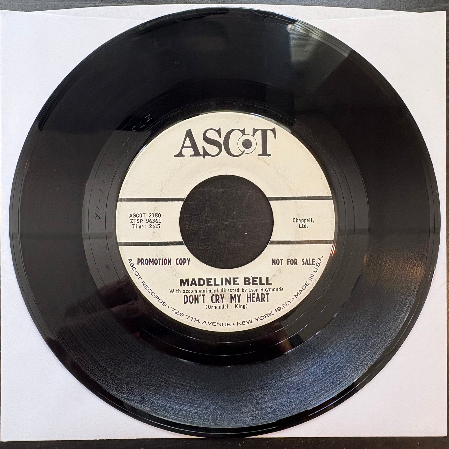 Madeline Bell, "Don't Cry My Heart" (7") (Promo) [VG Used]