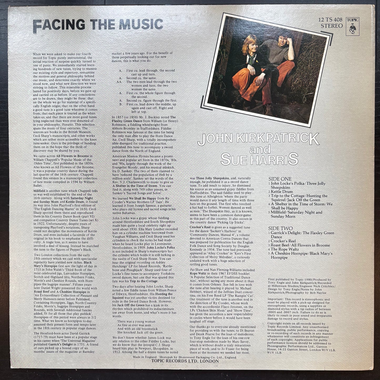John Kirkpatrick & Sue Harris, "Facing the Music" [VG+ Used]