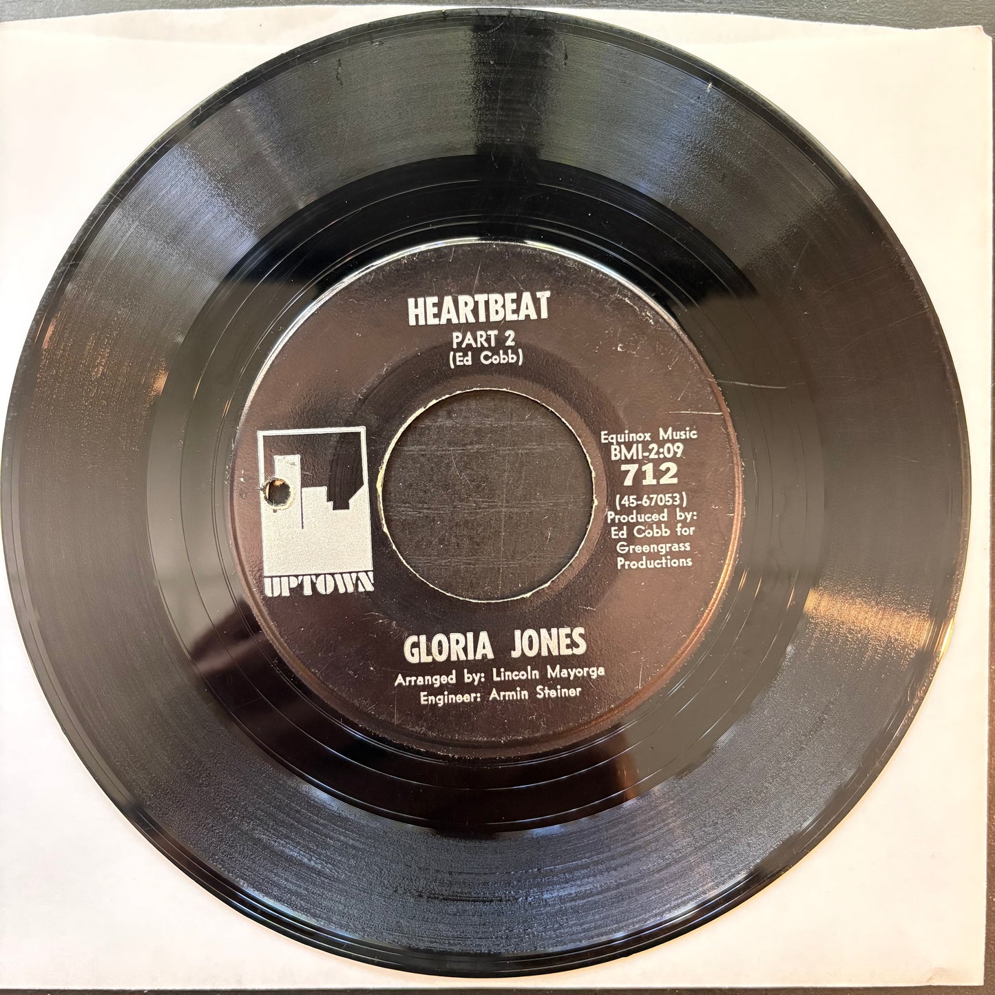 Gloria Jones, "Heartbeat" (7") [VG- Used]