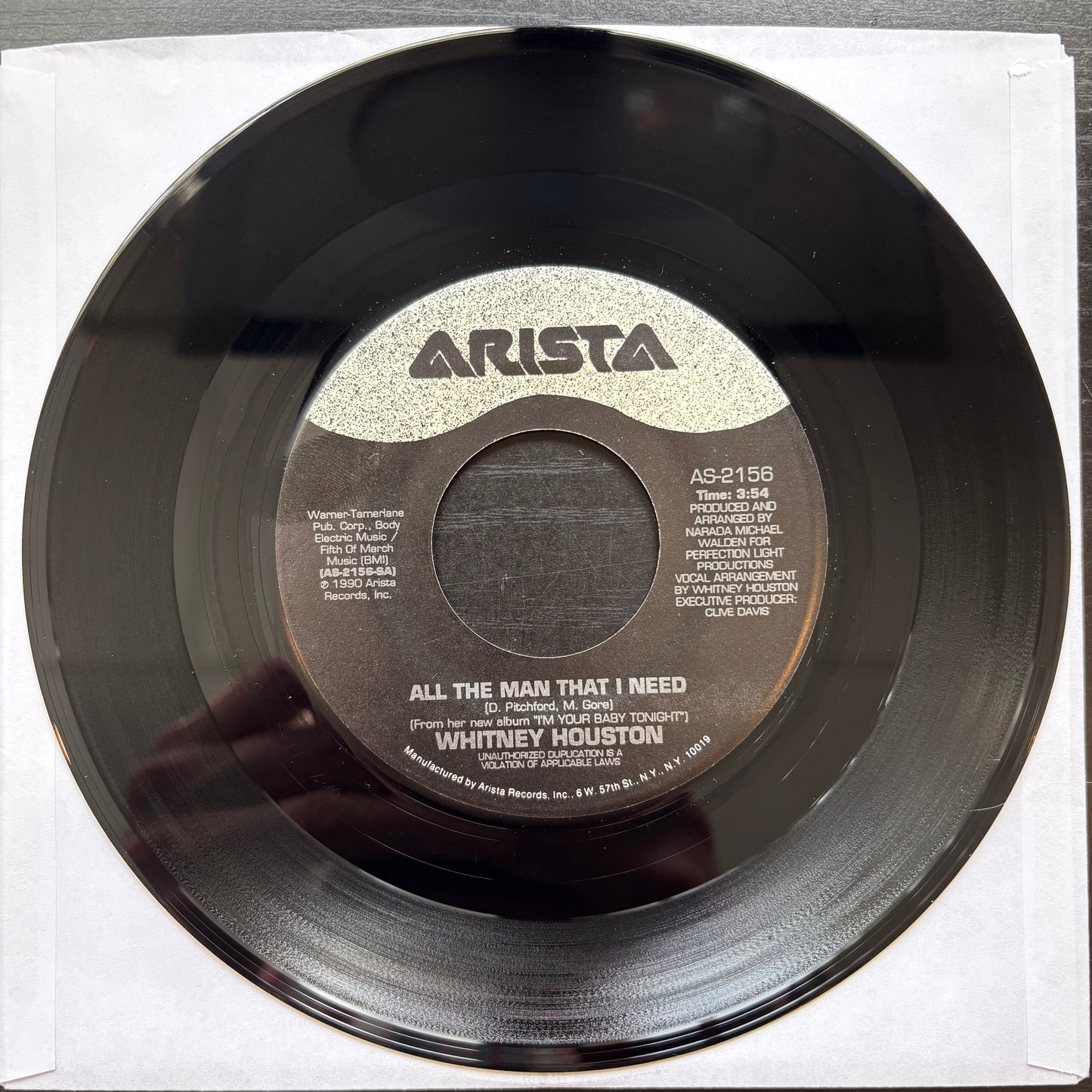 Whitney Houston, "All the Man That I Need" (7") [VG+ Used]