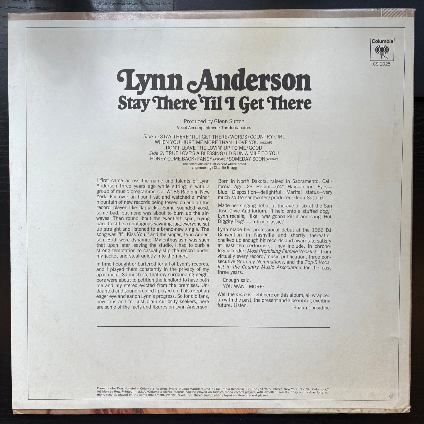 Lynn Anderson, "Stay There 'Til I Get There" [VG+ Used]