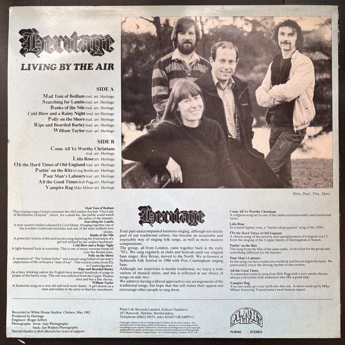 Heritage, "Living By the Air" [VG Used]