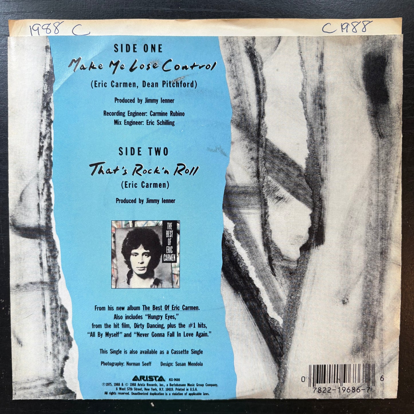Eric Carmen, "Make Me Lose Control" (7") [VG+ Used]