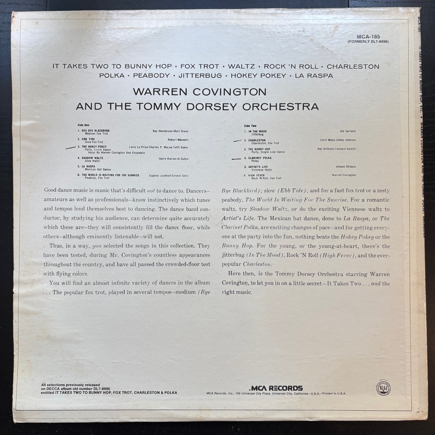 Warren Covington & The Tommy Dorsey Orchestra, "It Takes Two To..." [VG+ Used]