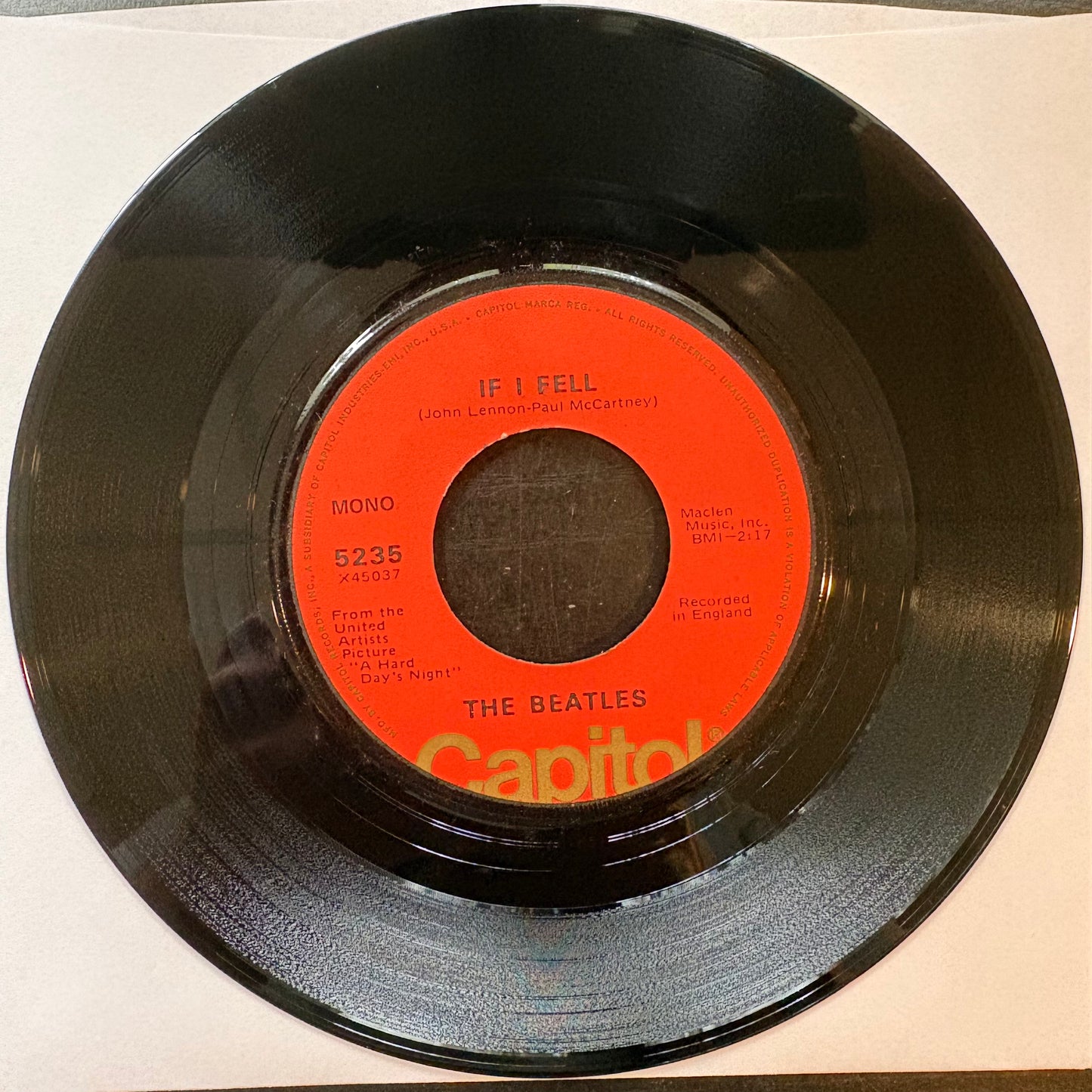 Beatles, "And I Love Her" (7") (Mono) [VG Used]