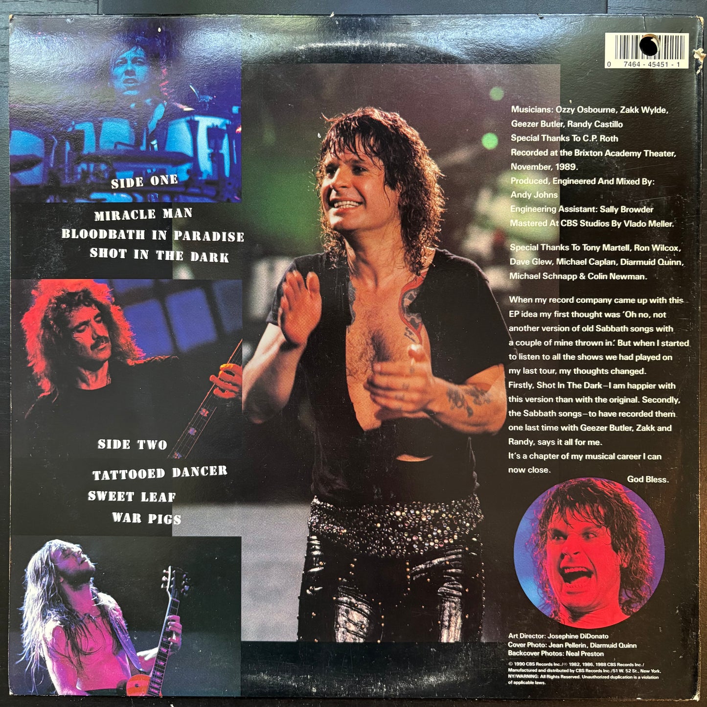 Ozzy Osbourne, "Just Say Ozzy" (EP) [VG+ Used]