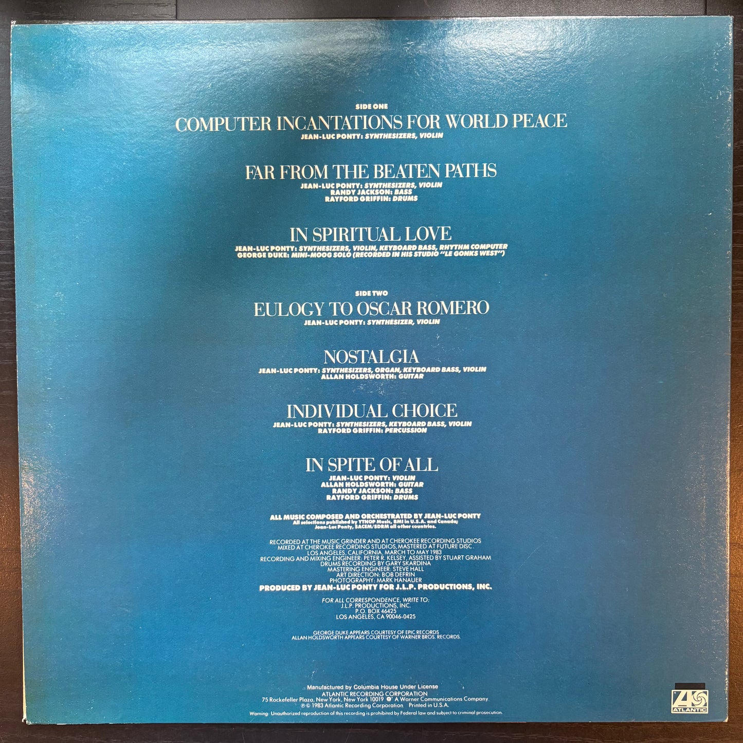 Jean-Luc Ponty, "Individual Choice" [VG+ Used]