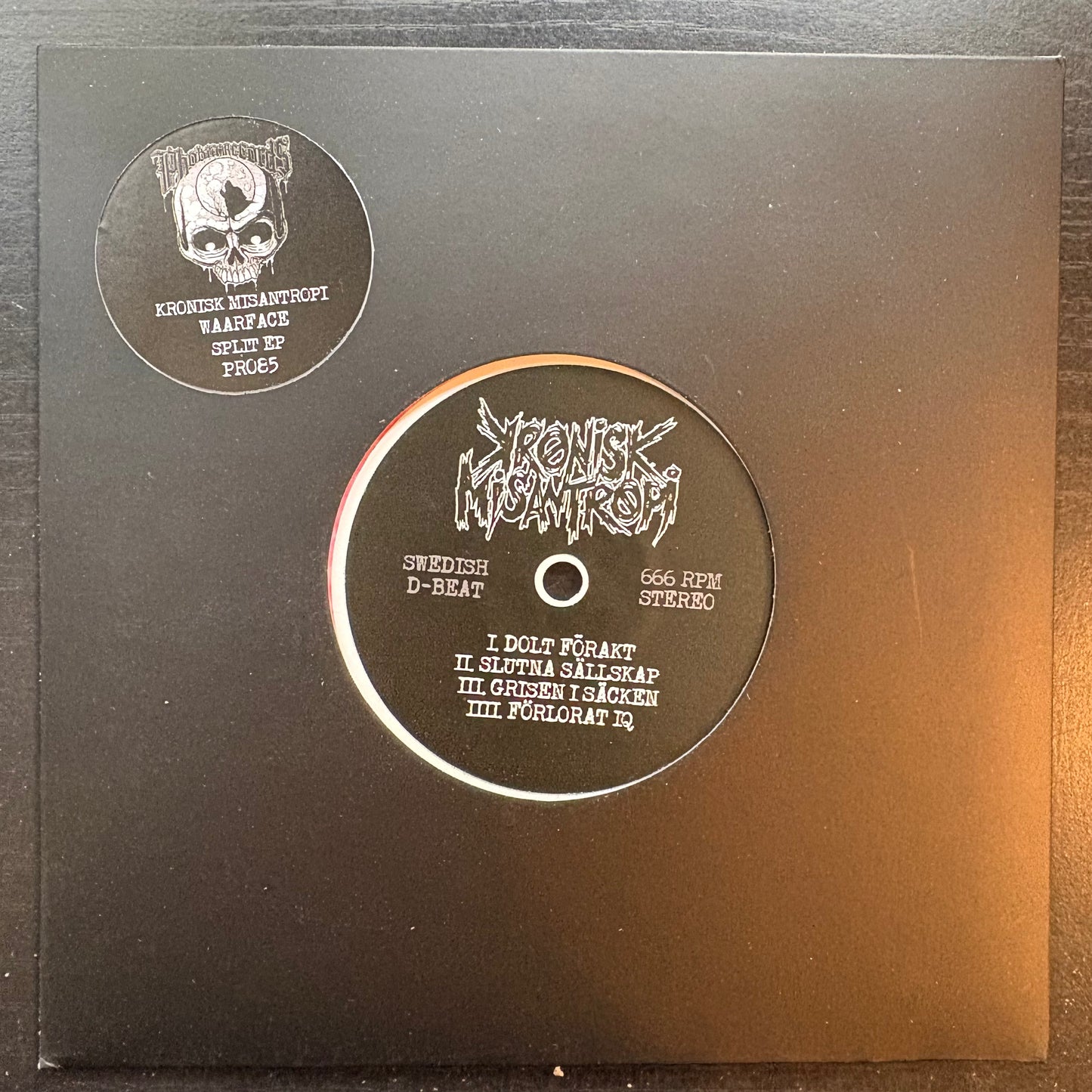Kronisk Misantropi / Waarface, "Split" (7") (White With Red Splatter Vinyl) [VG Used]