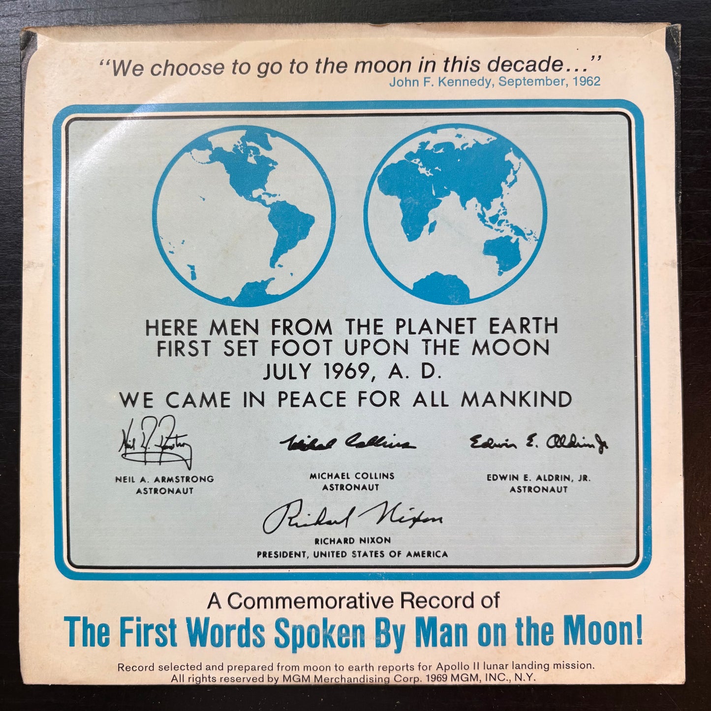 Hugh Downs, "First Man on the Moon, July 1969" (7") [VG+ Used]