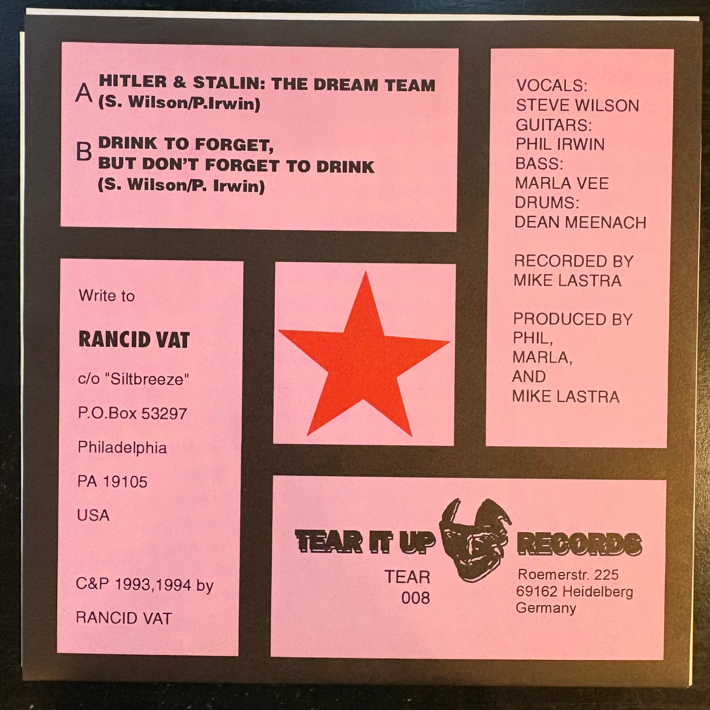 Rancid Vat, "Hitler & Stalin: The Dream Team" (7") (Dark Green Marbled) [VG Used]