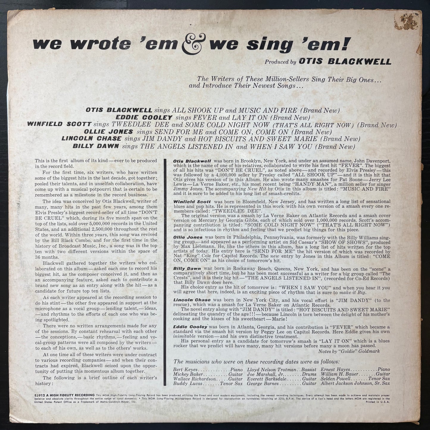Various Artists, "We Wrote 'Em & We Sing 'Em!" [VG Used]