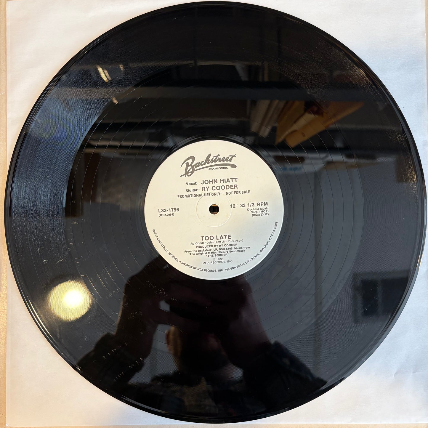 John Hiatt / Ry Cooder, "Too Late" (Promo 12") [VG Used]