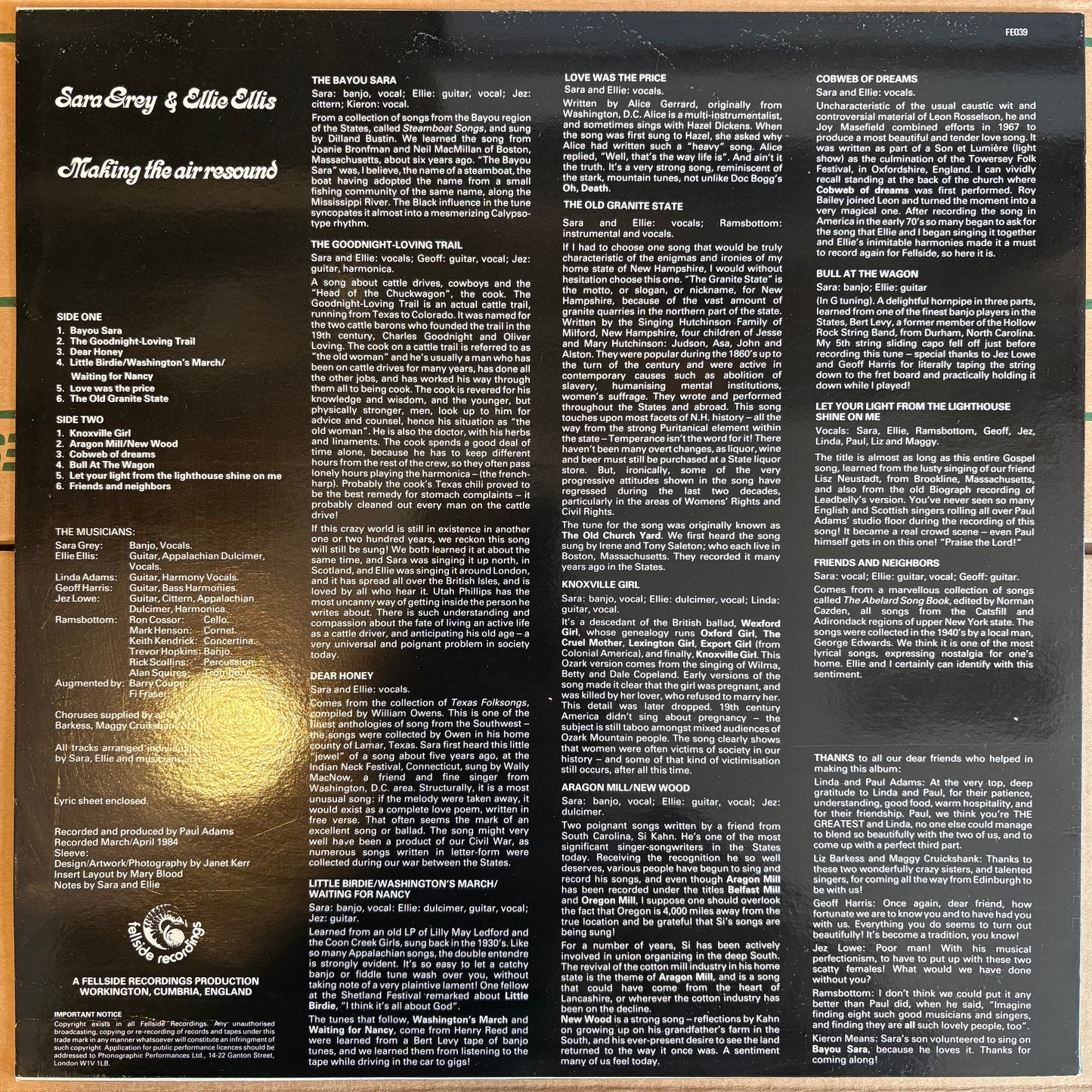 Sara Grey & Ellie Ellis, "Making the Air Resound" [VG Used]