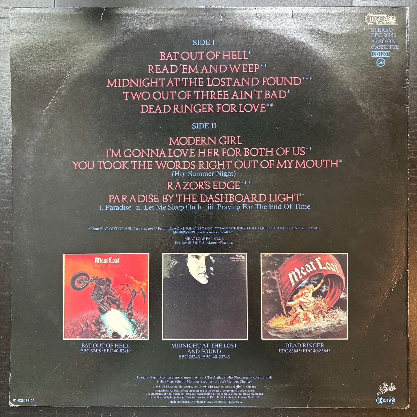 Meat Loaf, "Hits Out of Hell" (LP) [VG Used]