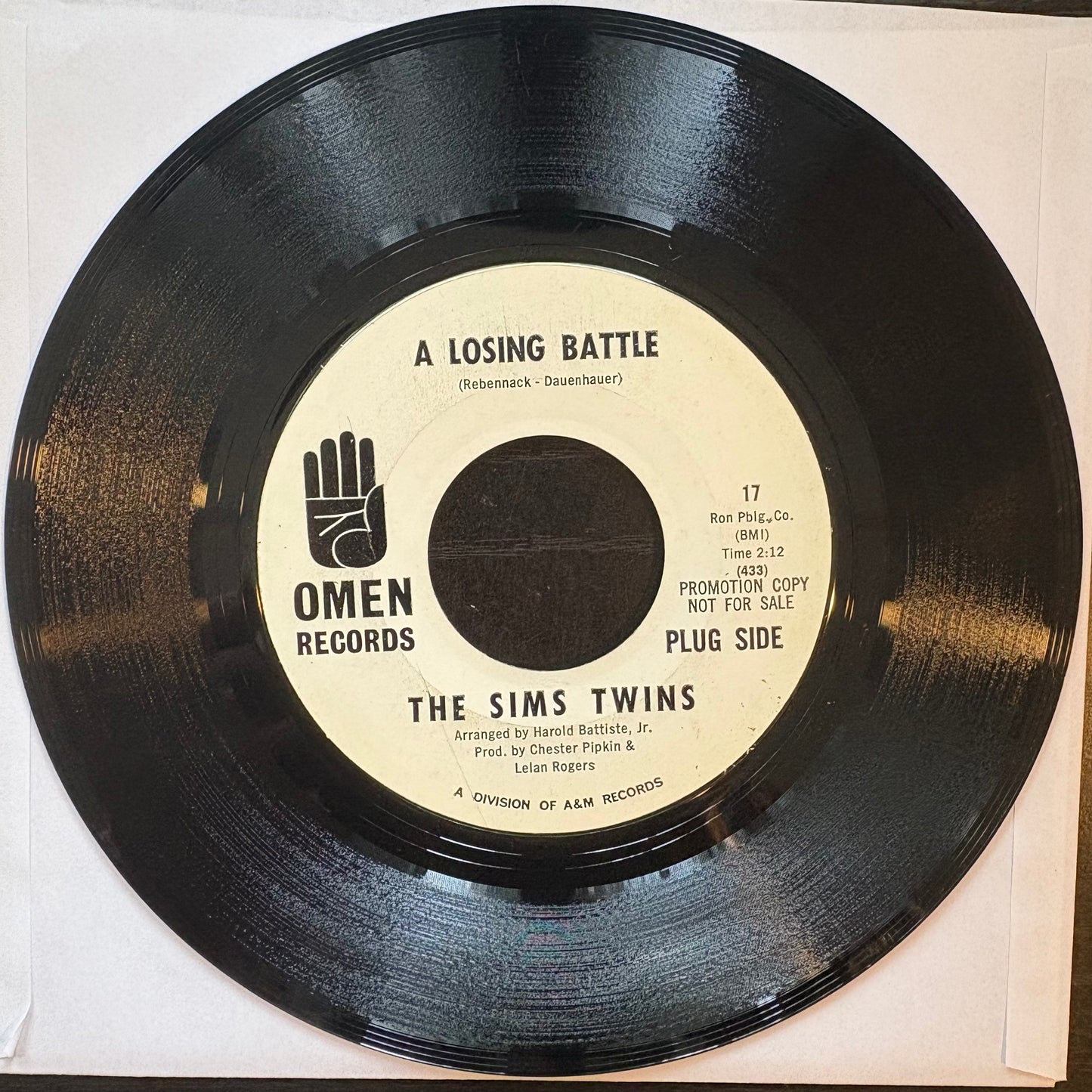 Sims Twins, "A Losing Battle" (7") (Promo) [VG- Used]