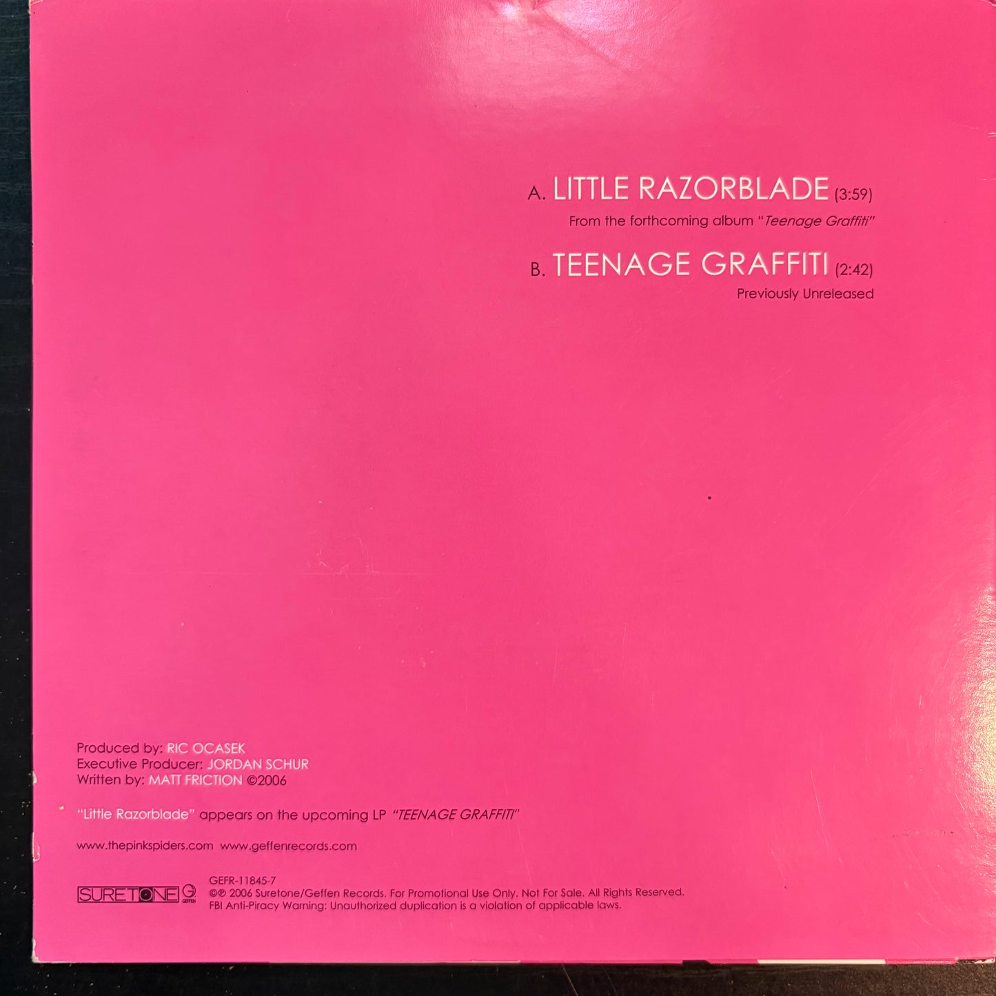 Pink Spiders, "Little Razorblade" (7") [VG Used]