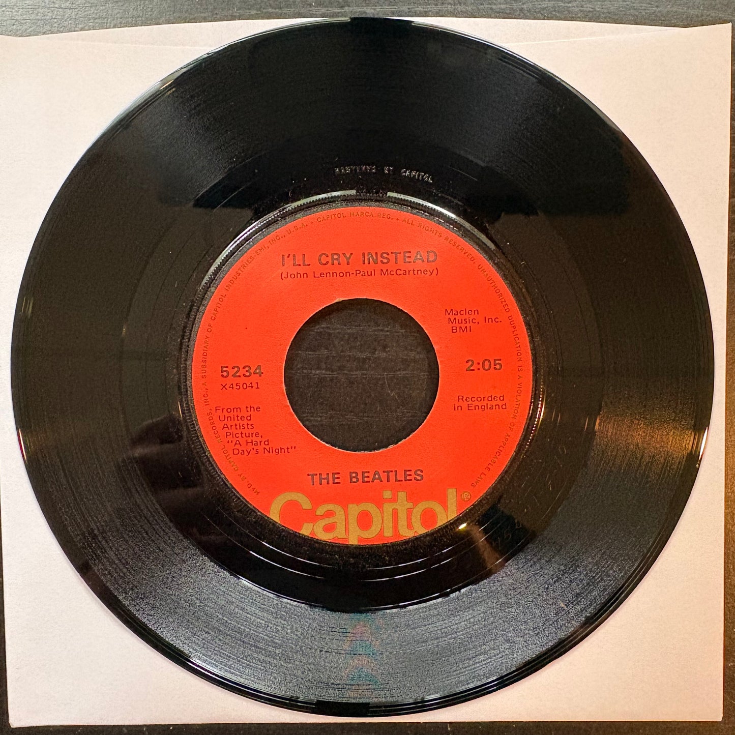 Beatles, "I'll Cry Instead" (7") [VG+ Used]