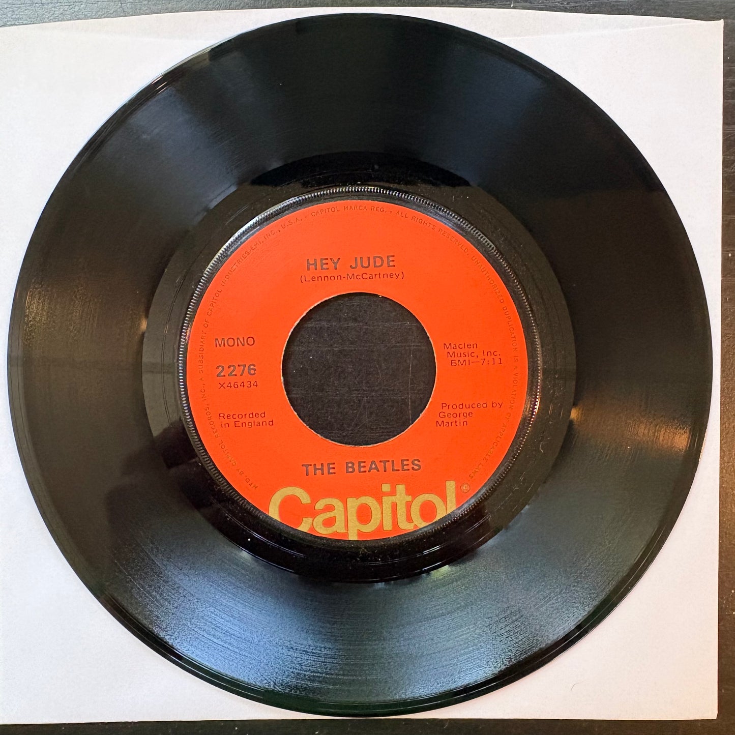Beatles, "Hey Jude" (7") (Mono) [VG+ Used]