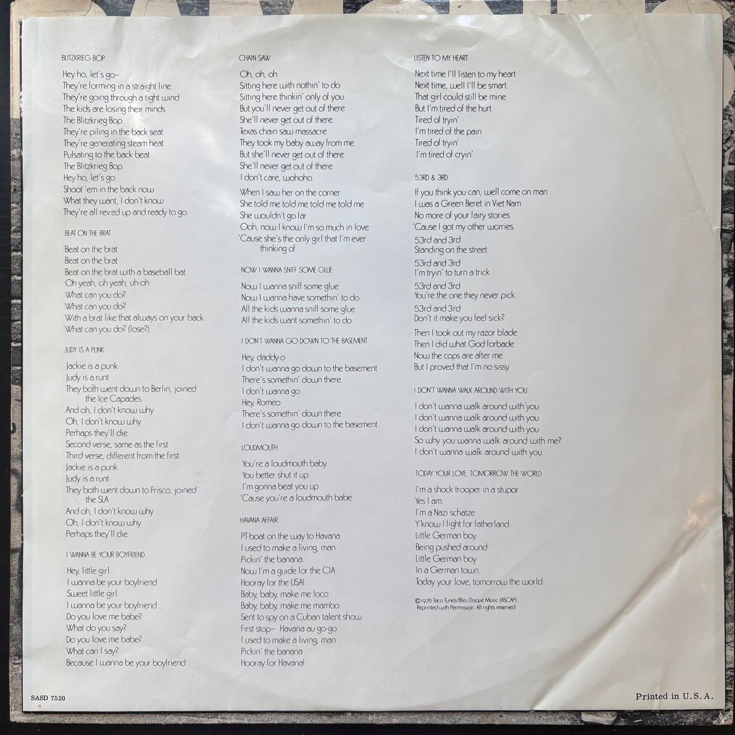 Ramones, "Ramones" [VG Used]