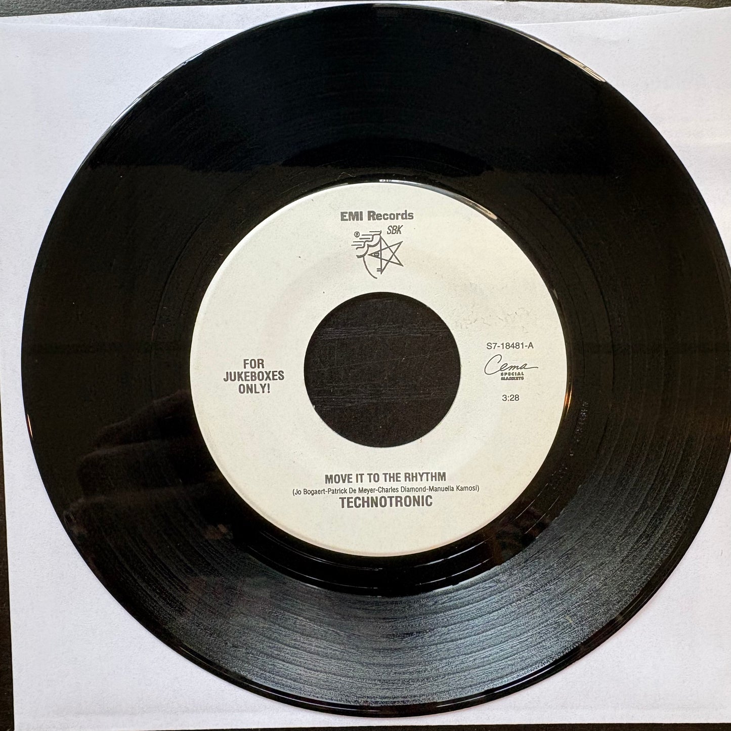 Technotronic, "Move It to the Rhythm" (7") [VG+ Used]