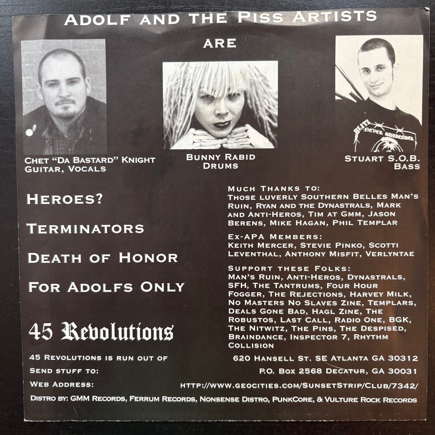 Adolf & The Piss Artists, "Heroes?" (7" EP) (Red Vinyl) [VG Used]