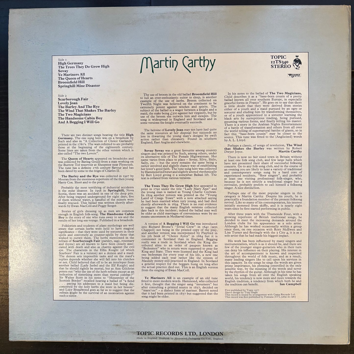 Martin Carthy with Dave Swarbrick, "Martin Carthy" [VG Used]