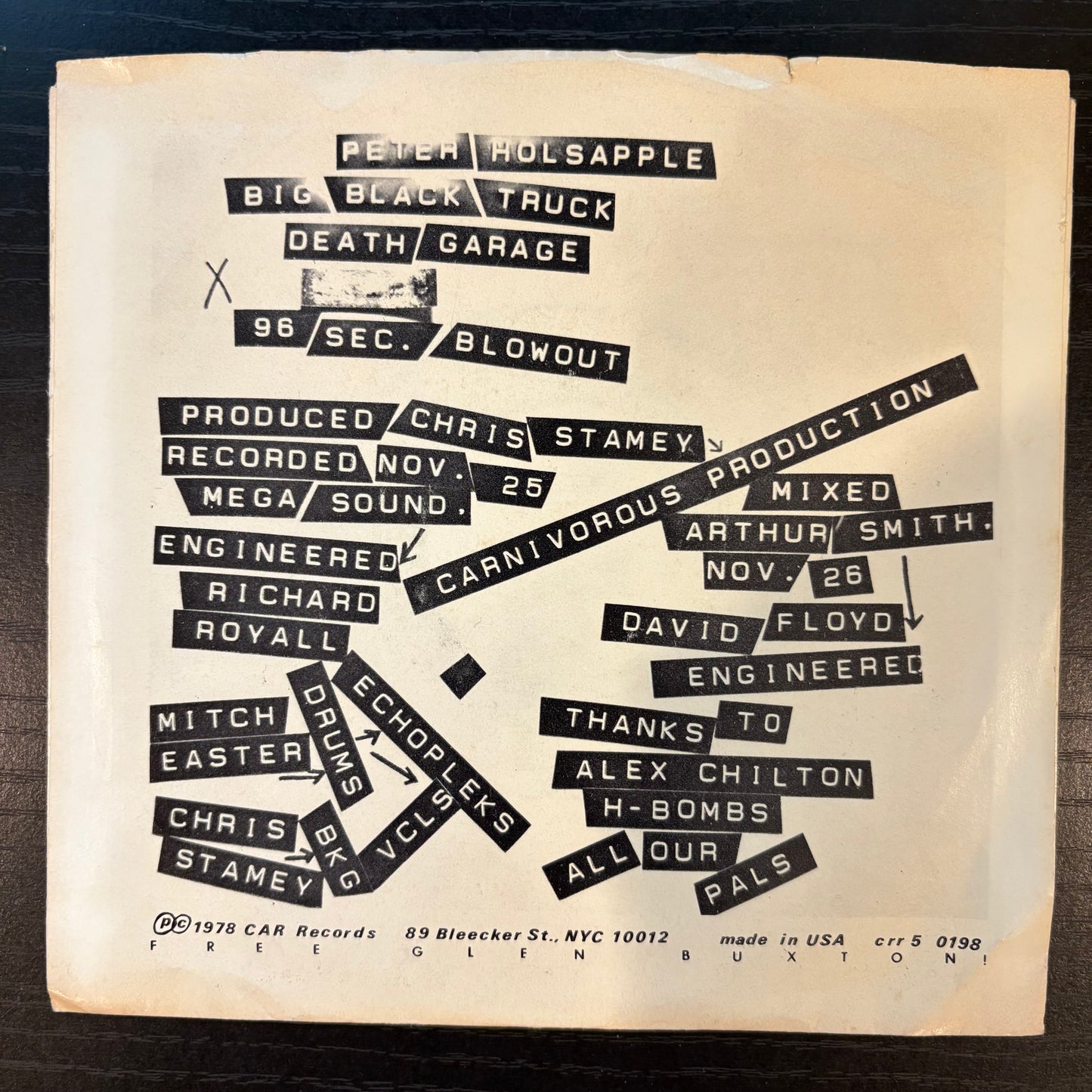 Peter Holsapple, "Big Black Truck" (7") [VG Used]