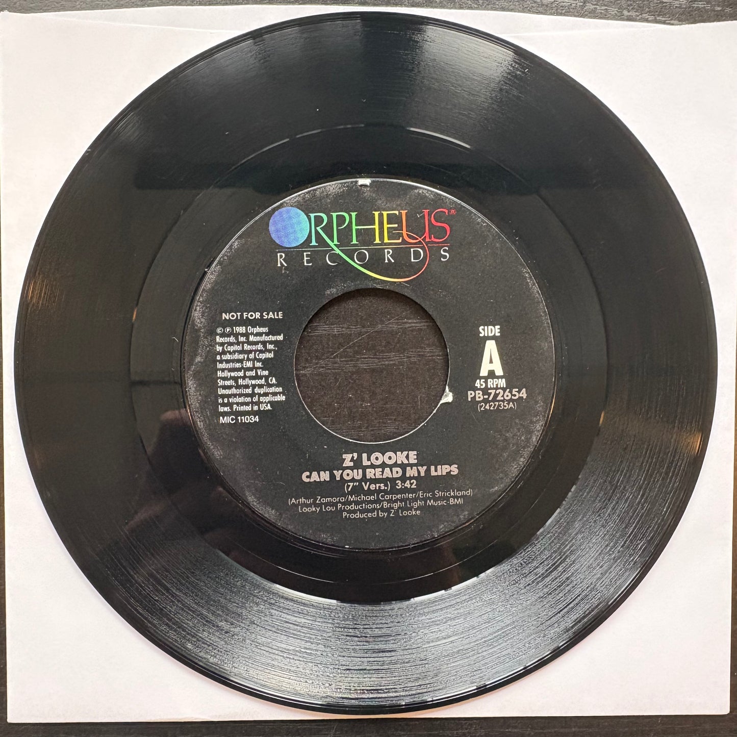 Z'Looke, "Can U Read My Lips" (Promo 7") [VG+ Used]