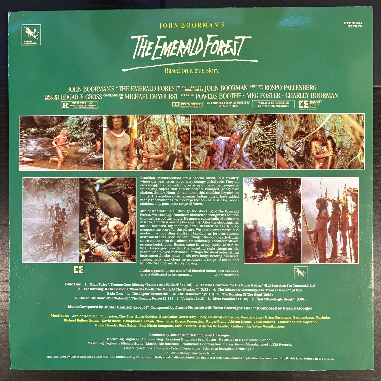 Junior Homrich with Brian Gascoigne, "The Emerald Forest Soundtrack" [VG Used]