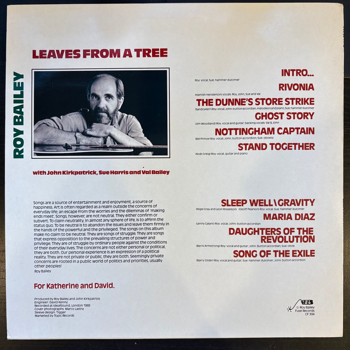 Roy Bailey, "Leaves from a Tree" [VG+ Used]