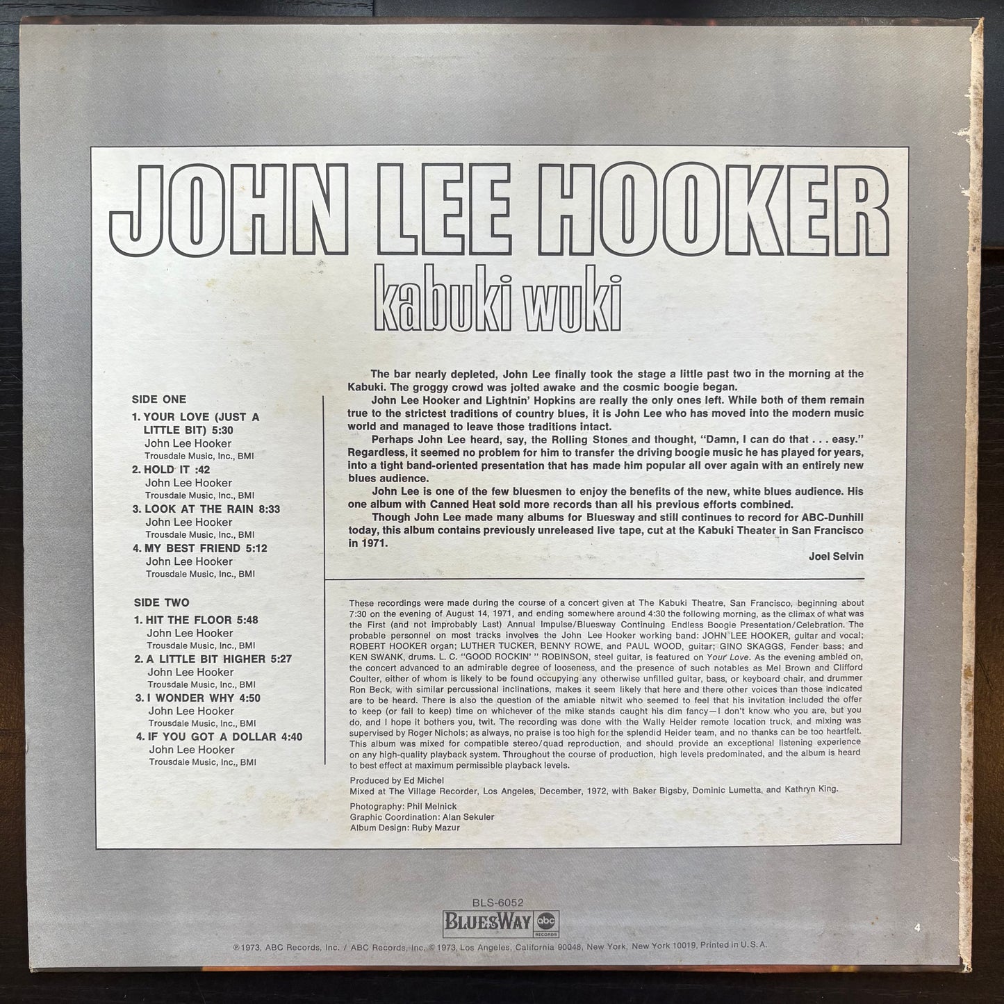 John Lee Hooker, "Kabuki Wuki" (Promo) [VG+ Used]