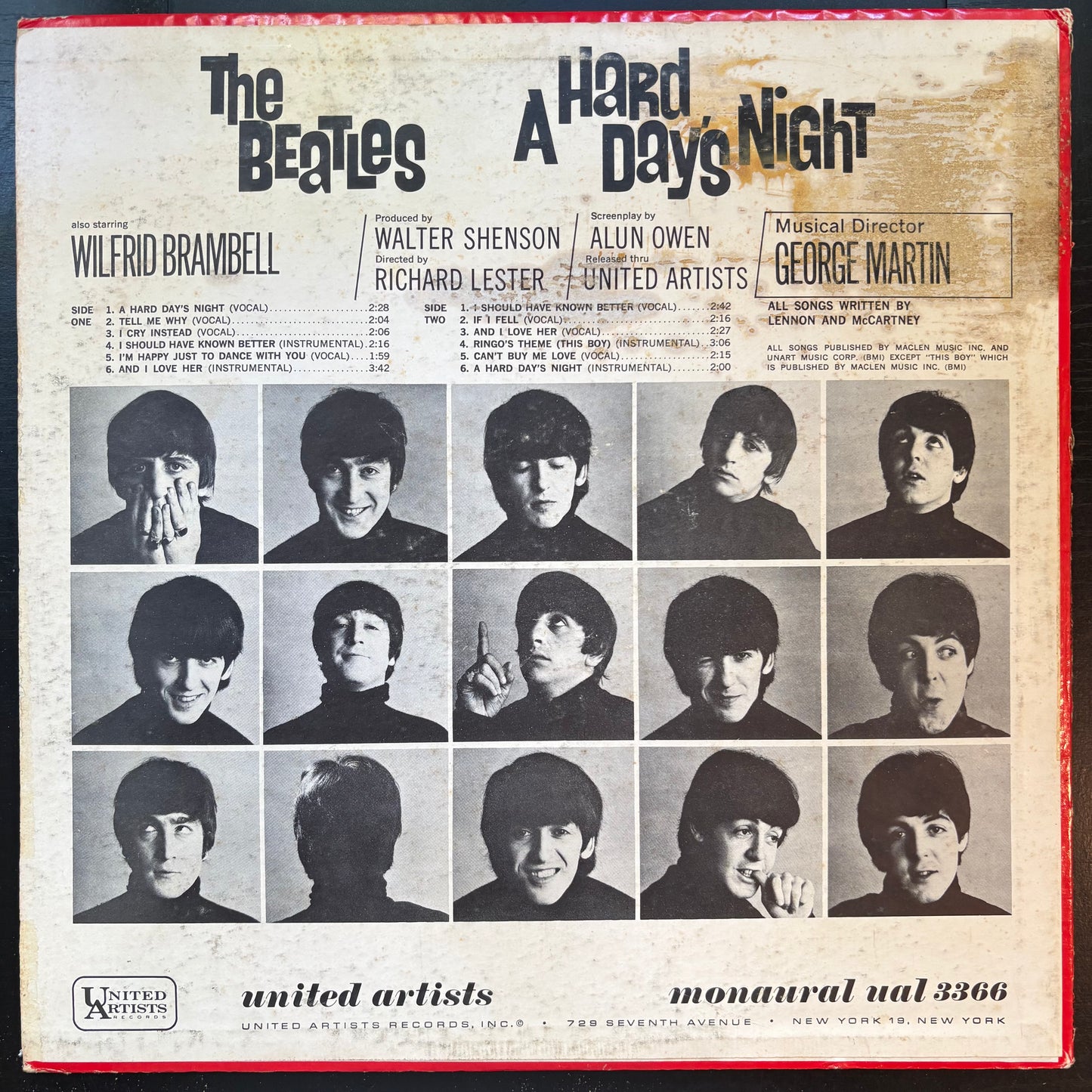 Beatles, "A Hard Day's Night (Soundtrack)" (LP) (Mono) [VG- Used]
