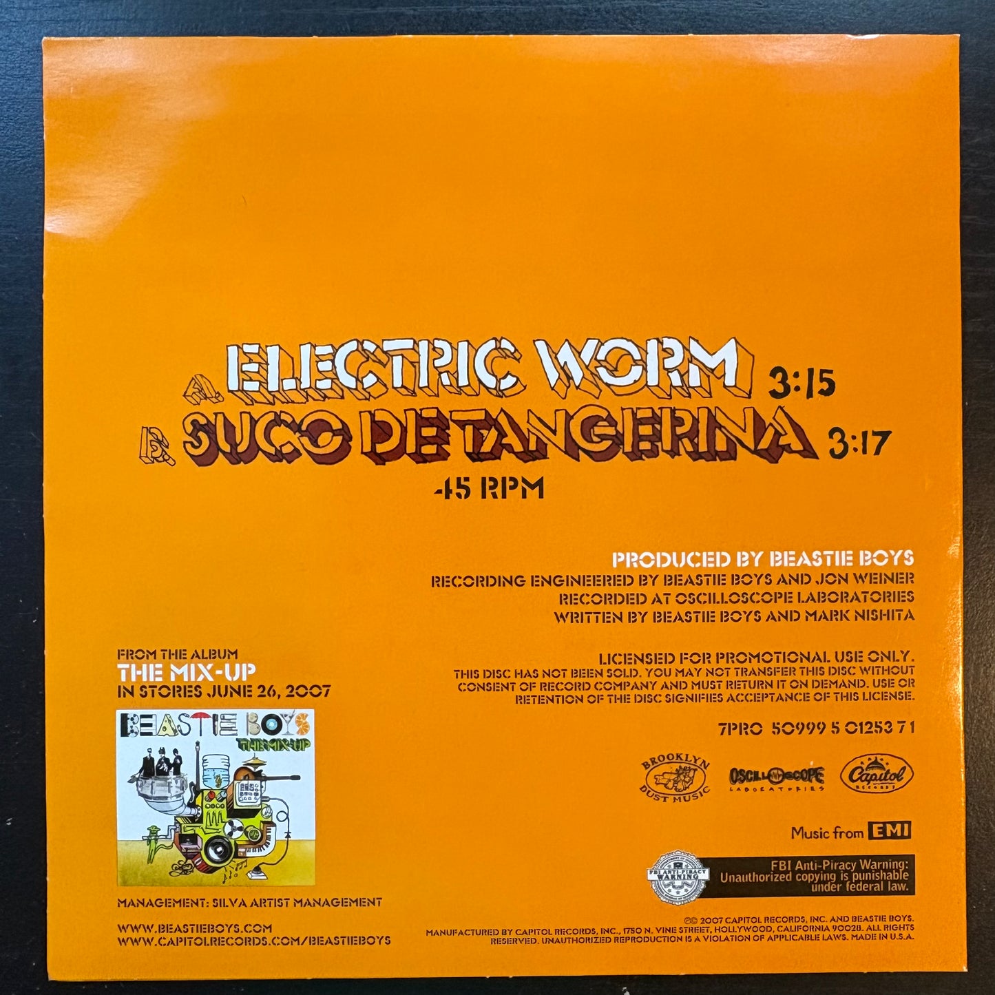 Beastie Boys, "Electric Worm" (7") (Promo) [VG Used]