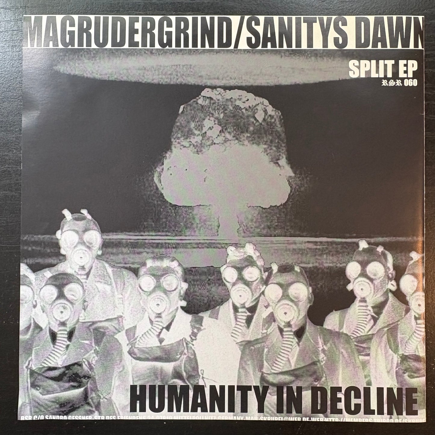 Sanitys Dawn / Magrudergrind, "Humanity in Decline" (7") (Orange Vinyl) [EX Used]