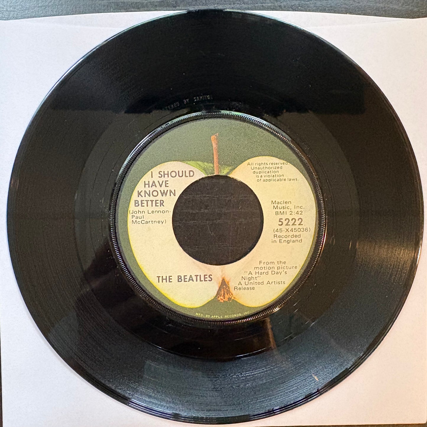 Beatles, "A Hard Day's Night" (7") [VG+ Used]