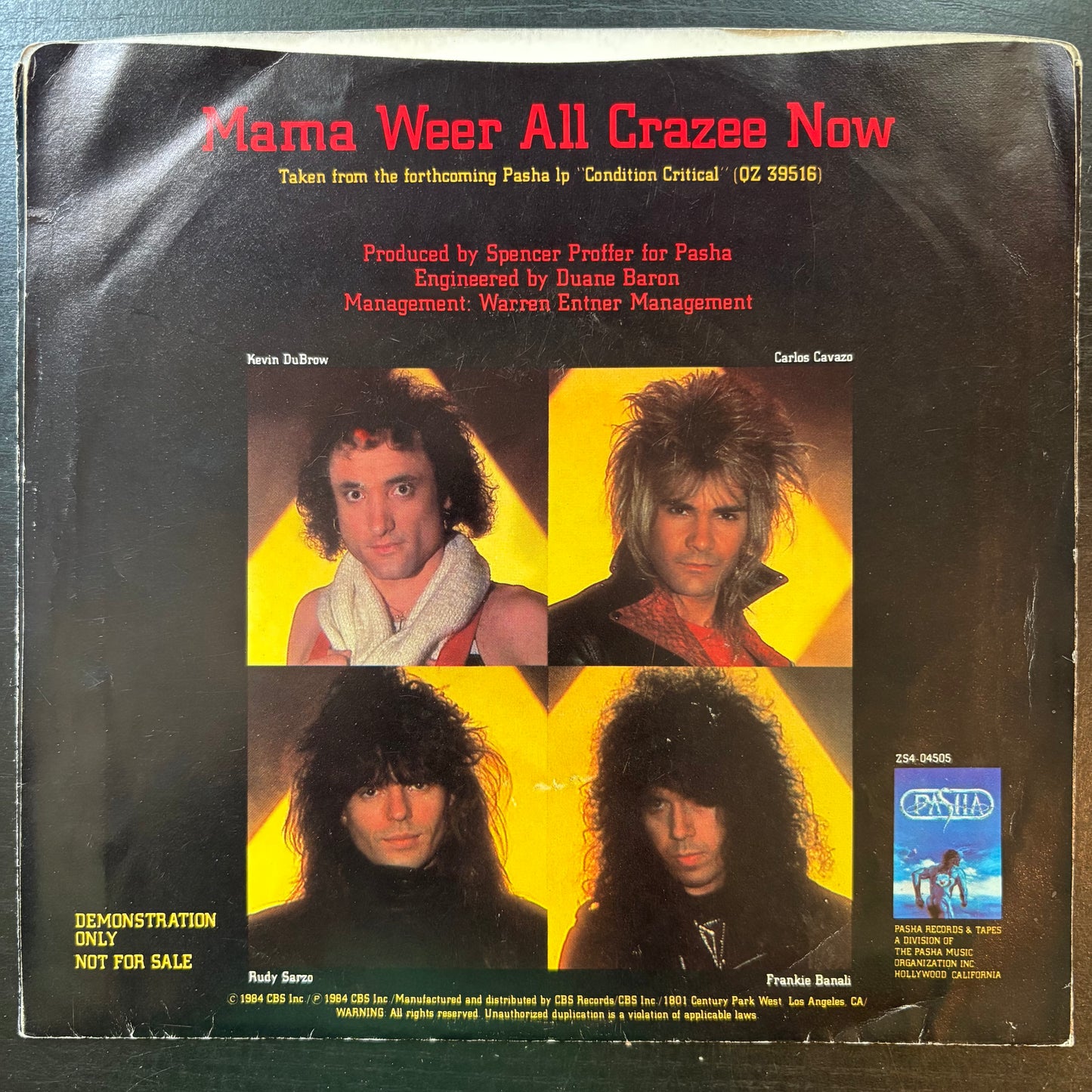 Quiet Riot, "Mama Weer All Crazee Now" (7") (Promo) [VG+ Used]