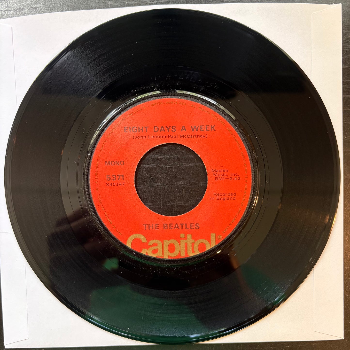 Beatles, "Eight Days a Week" (7") (Mono) [VG+ Used]