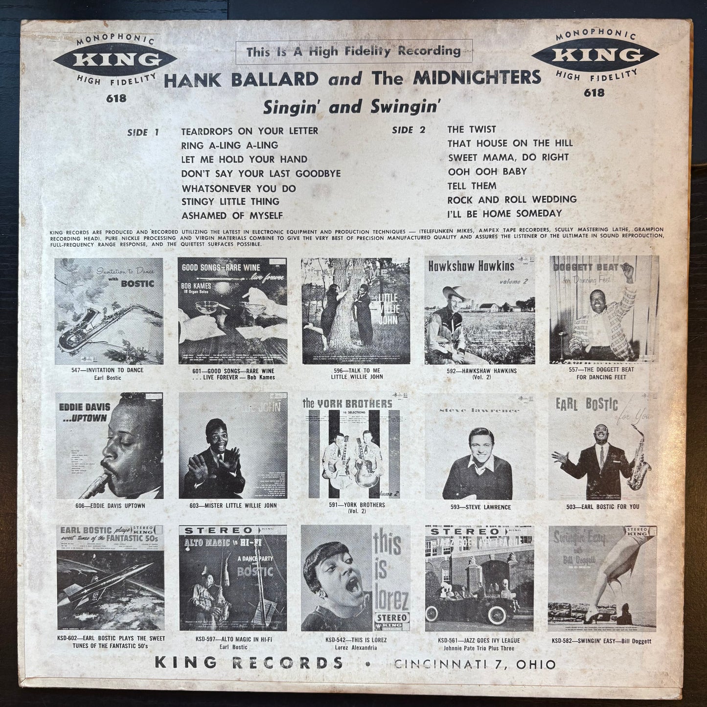 Hank Ballard & The Midnighters, "Singin' and Swingin'" (Mono) [VG Used]