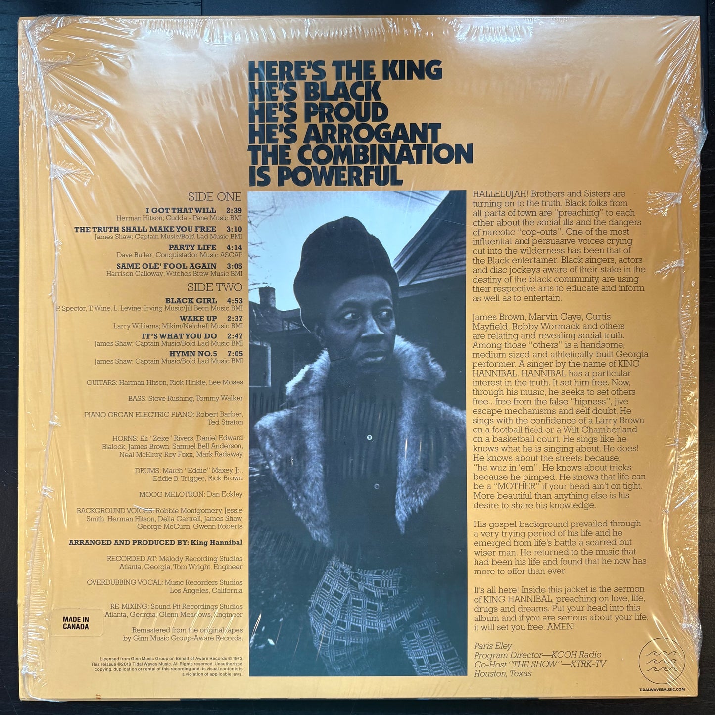 King Hannibal, "Truth" (Clear Vinyl) [EX Used]