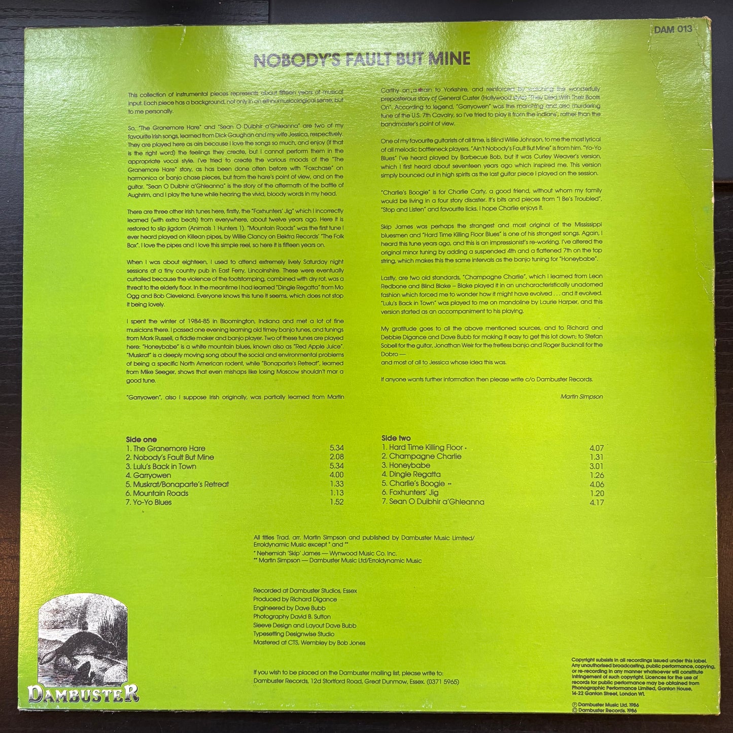 Martin Simpson, "Nobody's Fault But Mine" [VG Used]